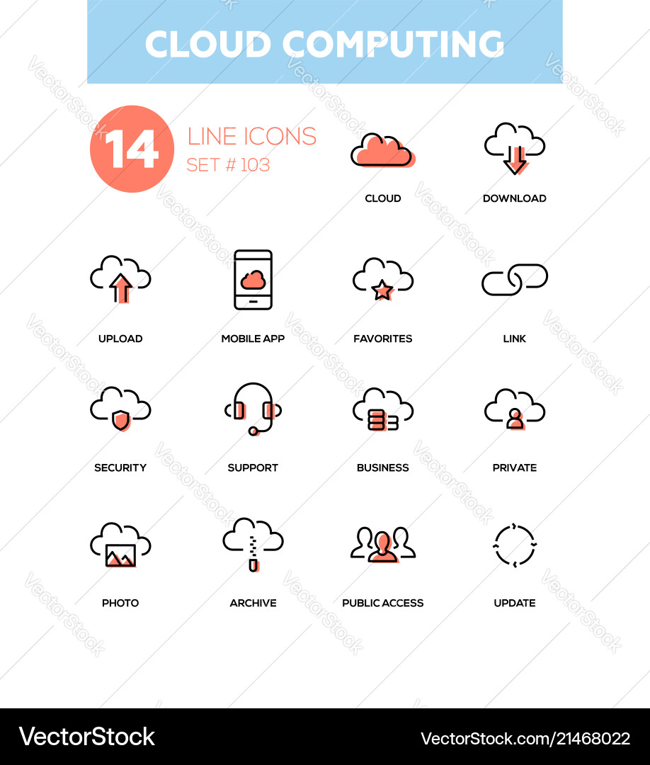 Modern Cloud Computing Icons vector image