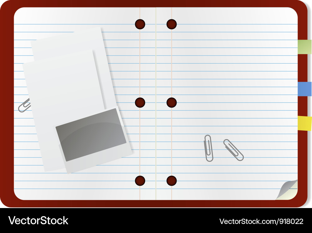 Notebook with Paper Vector Image