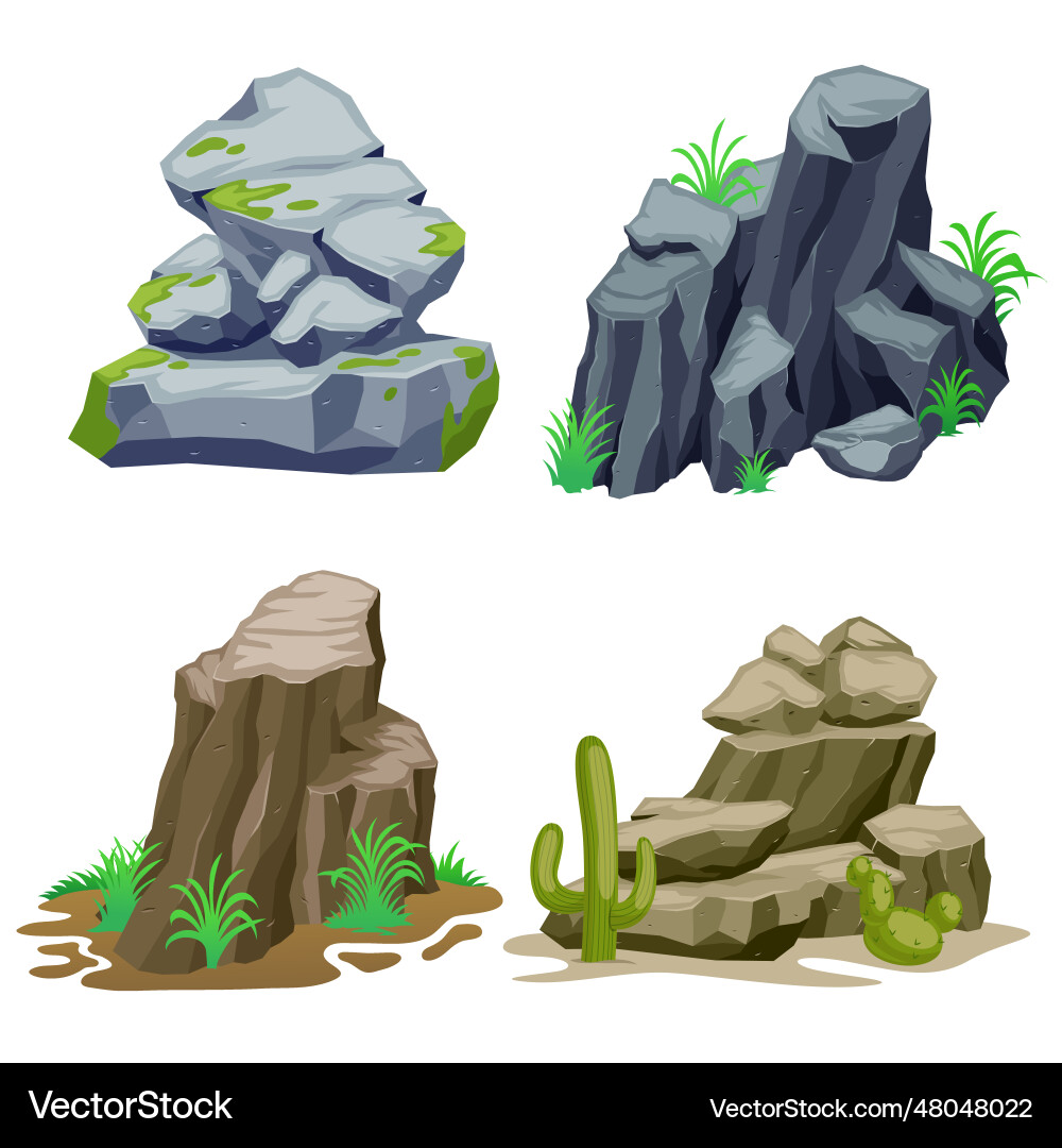 Old stone collection set with different texture Old stone collection set with different texture vector image