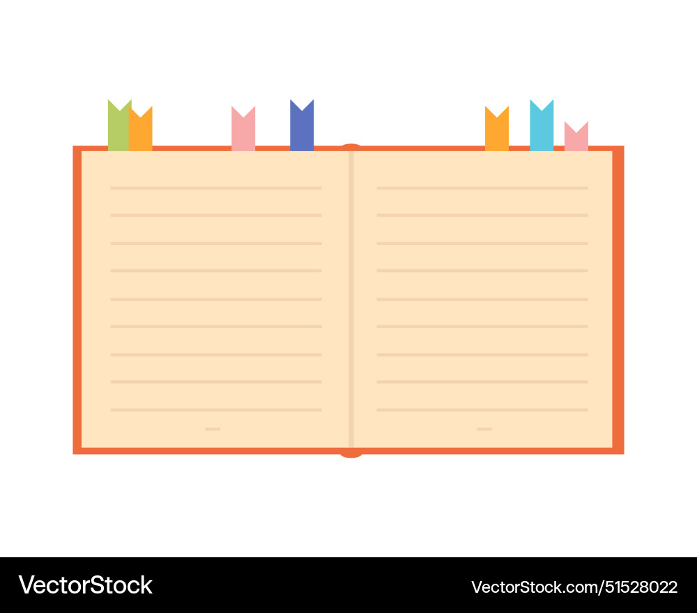 Open paper book notebook with bookmarks Open paper book notebook with bookmarks vector image