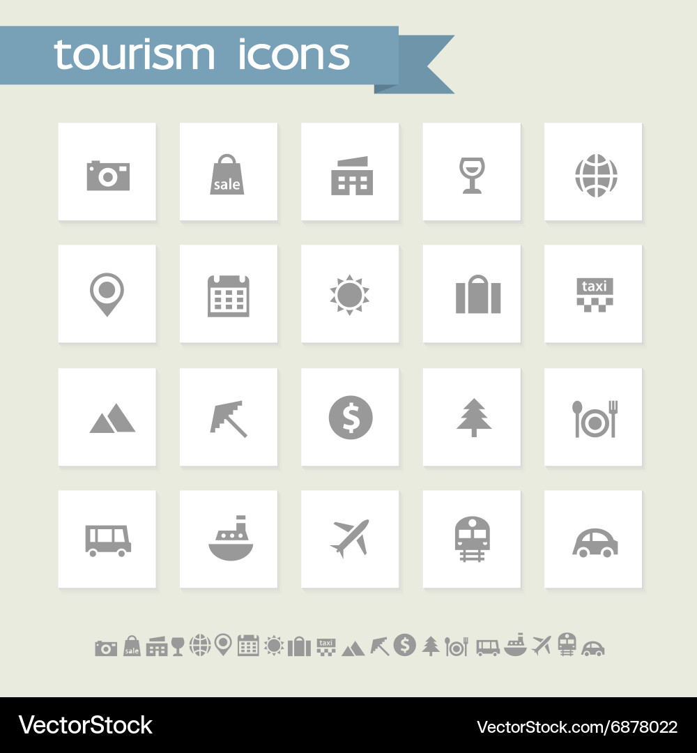 Tourism icon set simple flat buttons vector image