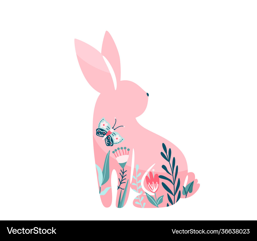 Easter bunny pink rabbit Easter bunny pink rabbit vector image