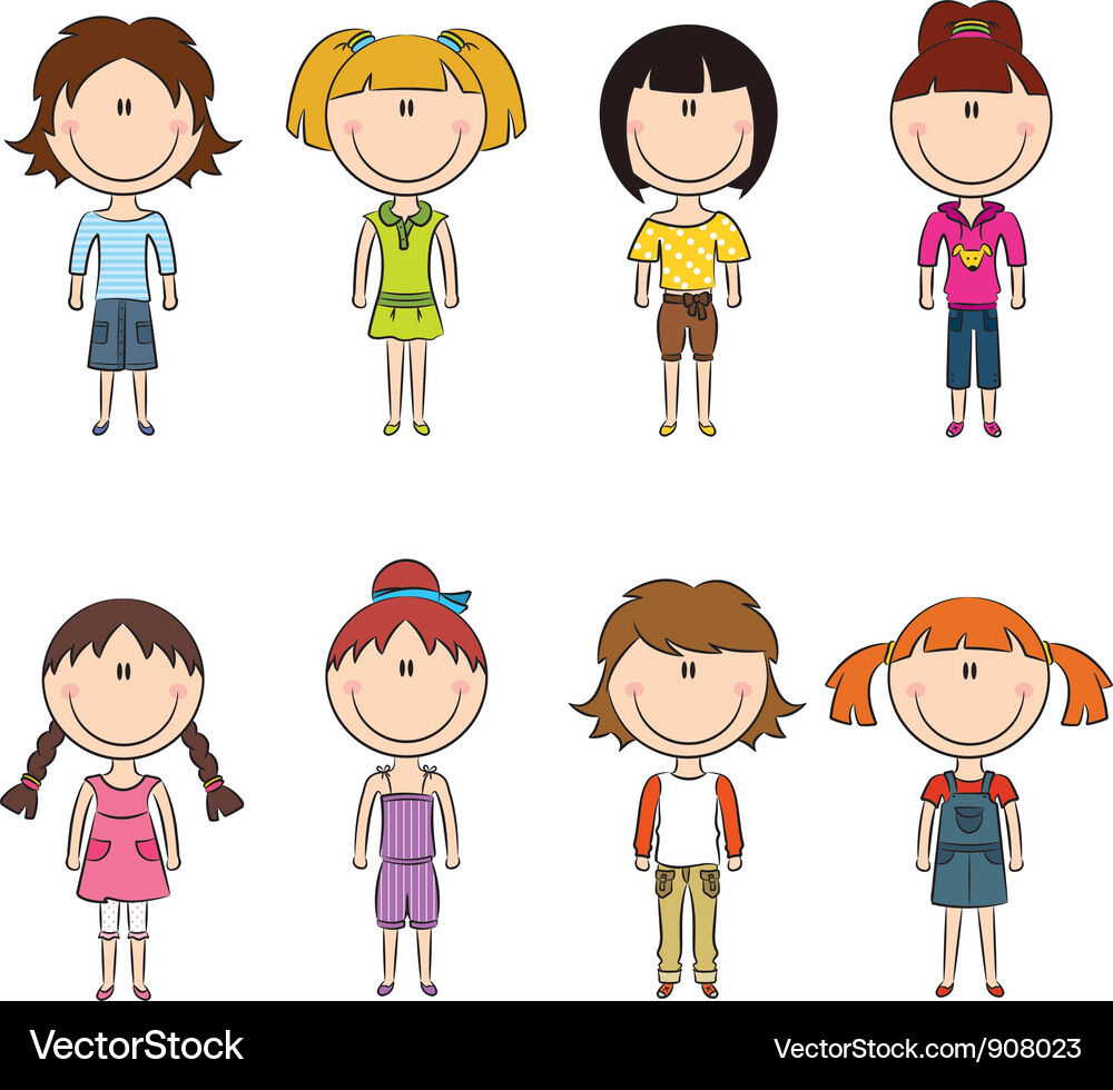 Group of Young Girls Vector Image
