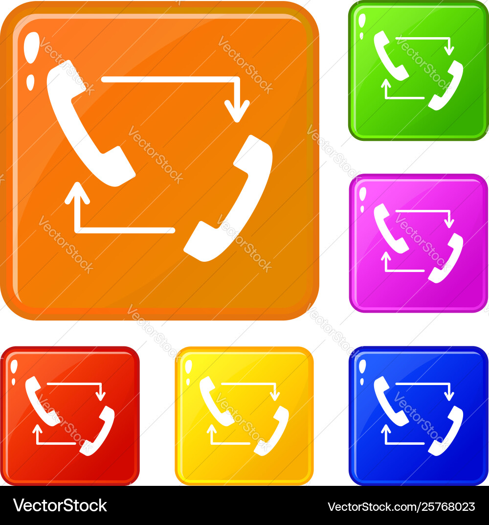 Handsets with arrows icons set color Handsets with arrows icons set color vector image
