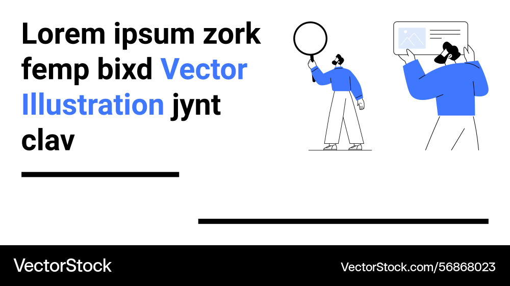 Modern characters analyzing data and holding Modern characters analyzing data and holding vector image