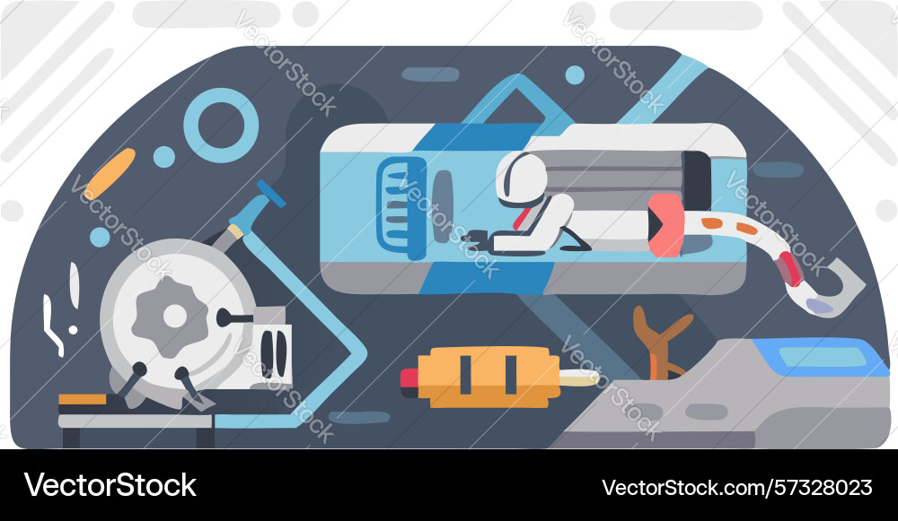 Robotic arm with brain and gears design vector image