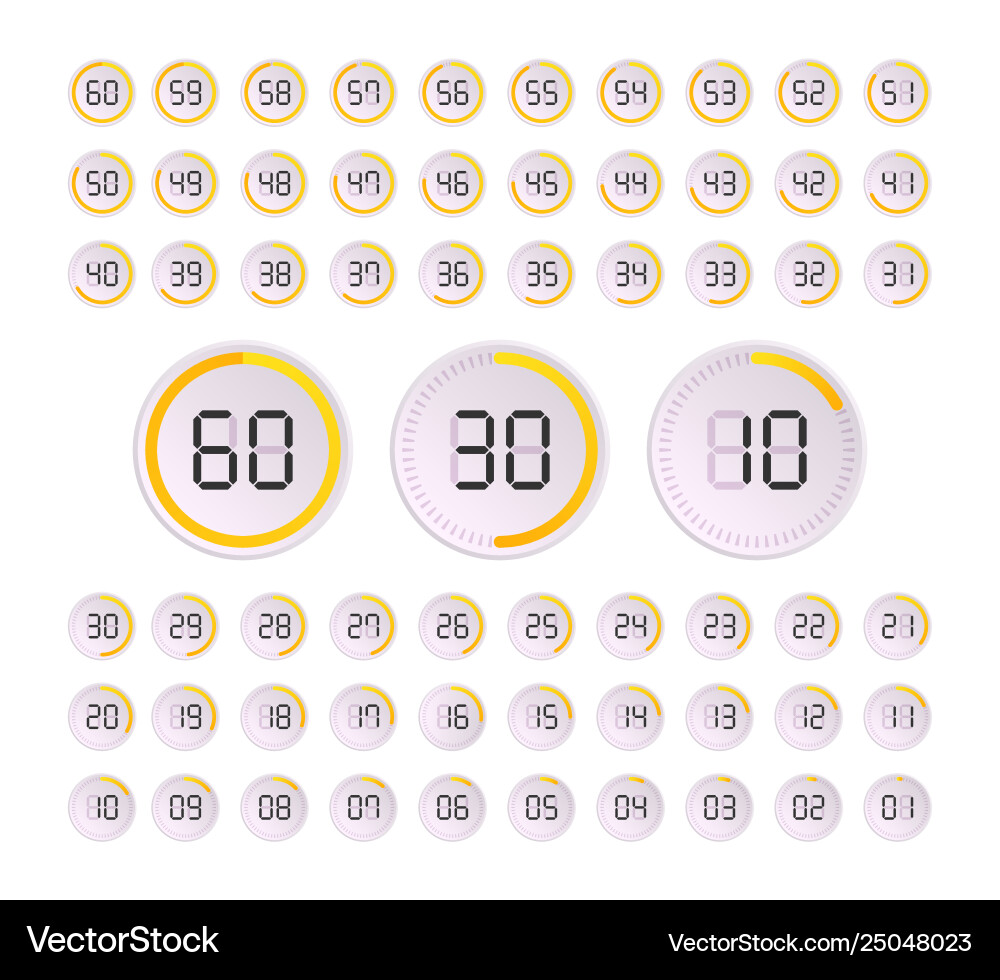 Set of Timer Icons - Clock Dial vector image