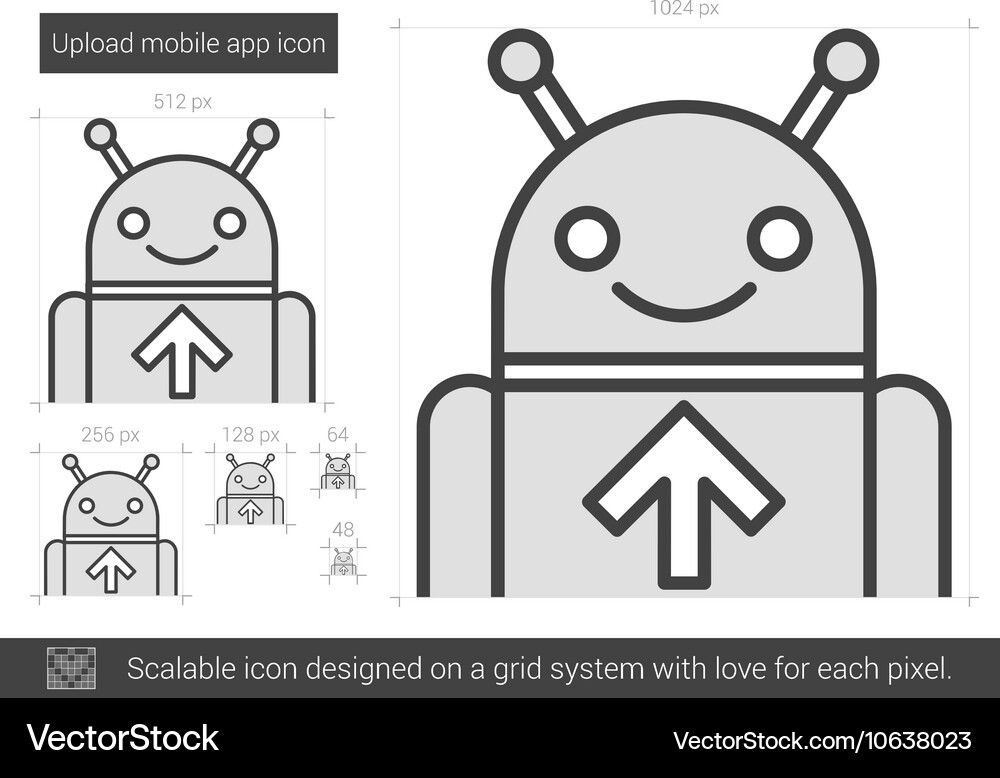 Upload mobile app line icon Vector Image
