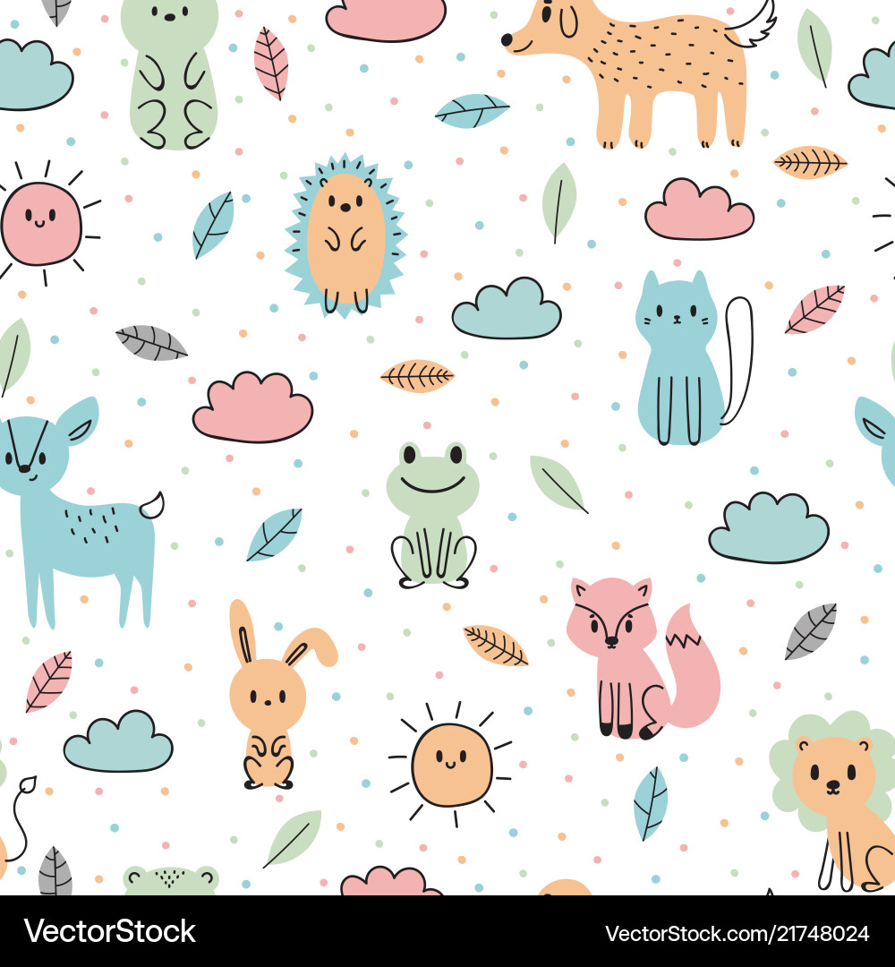 Adorable Animal Seamless Pattern vector image