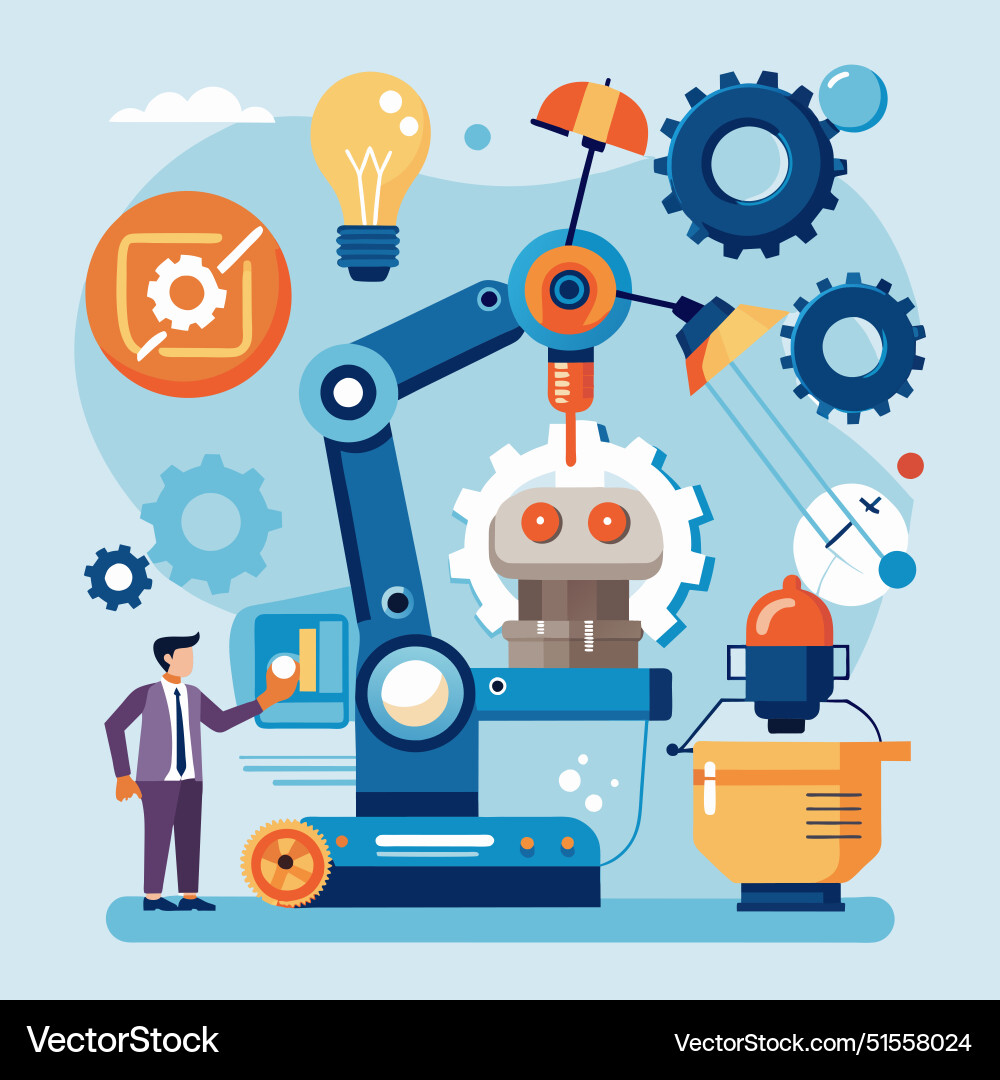 Automation or technology to help development Automation or technology to help development vector image