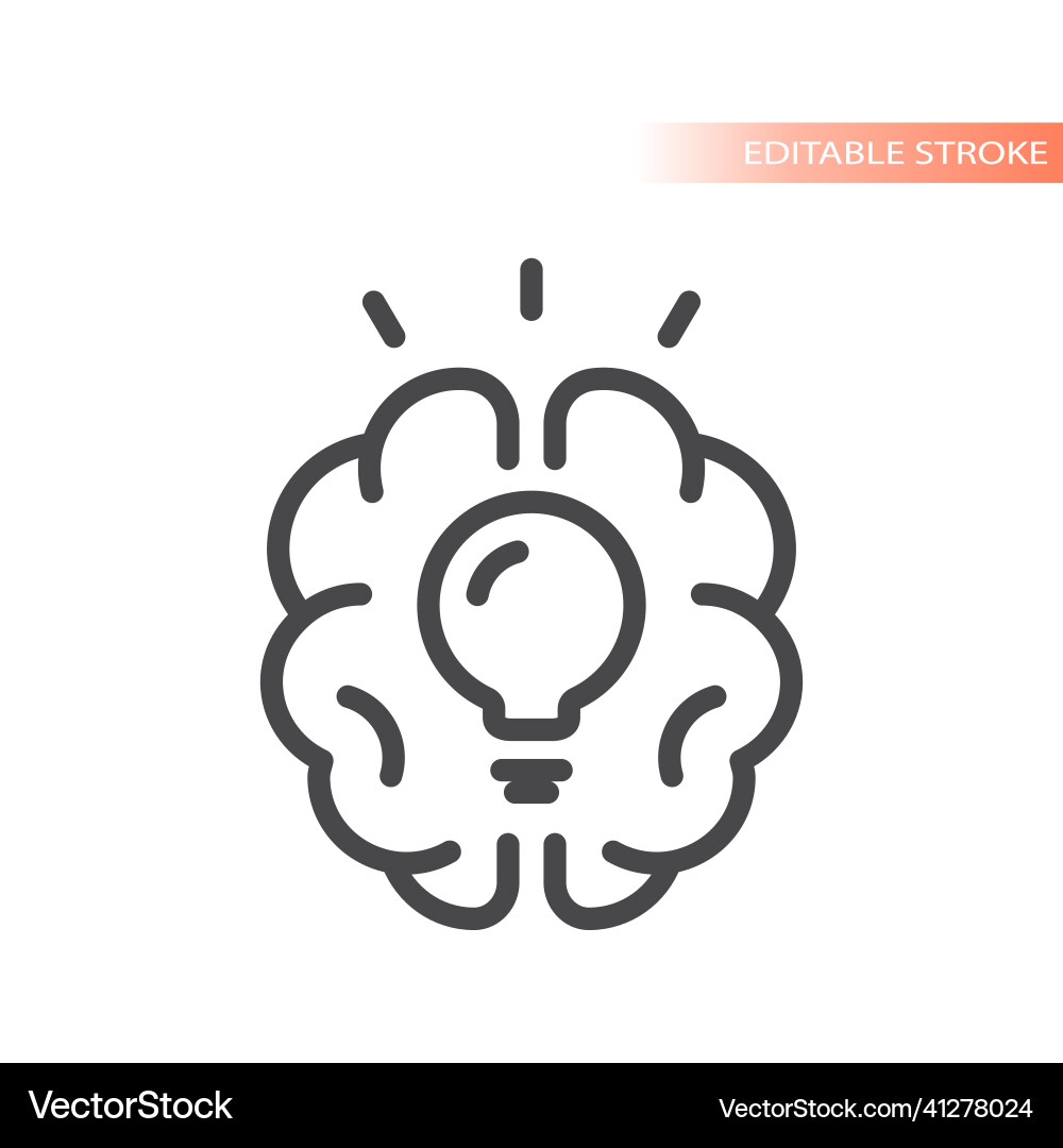 Brain and lightbulb line icon Vector Image