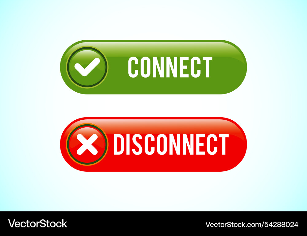 Connect and disconnect buttons Connect and disconnect buttons Vector Image
