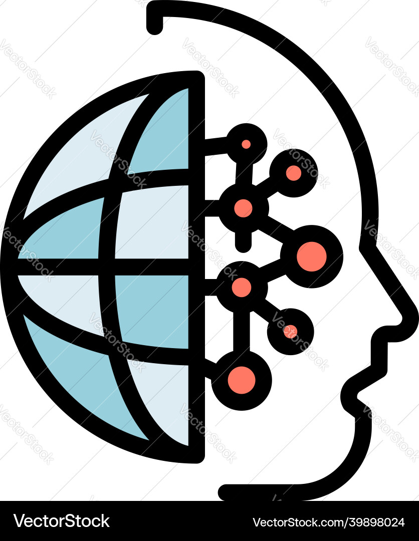 Machine learning icon color outline Machine learning icon color outline vector image
