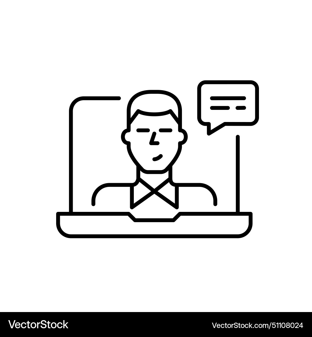 Man in video call on laptop interface real time Vector Image
