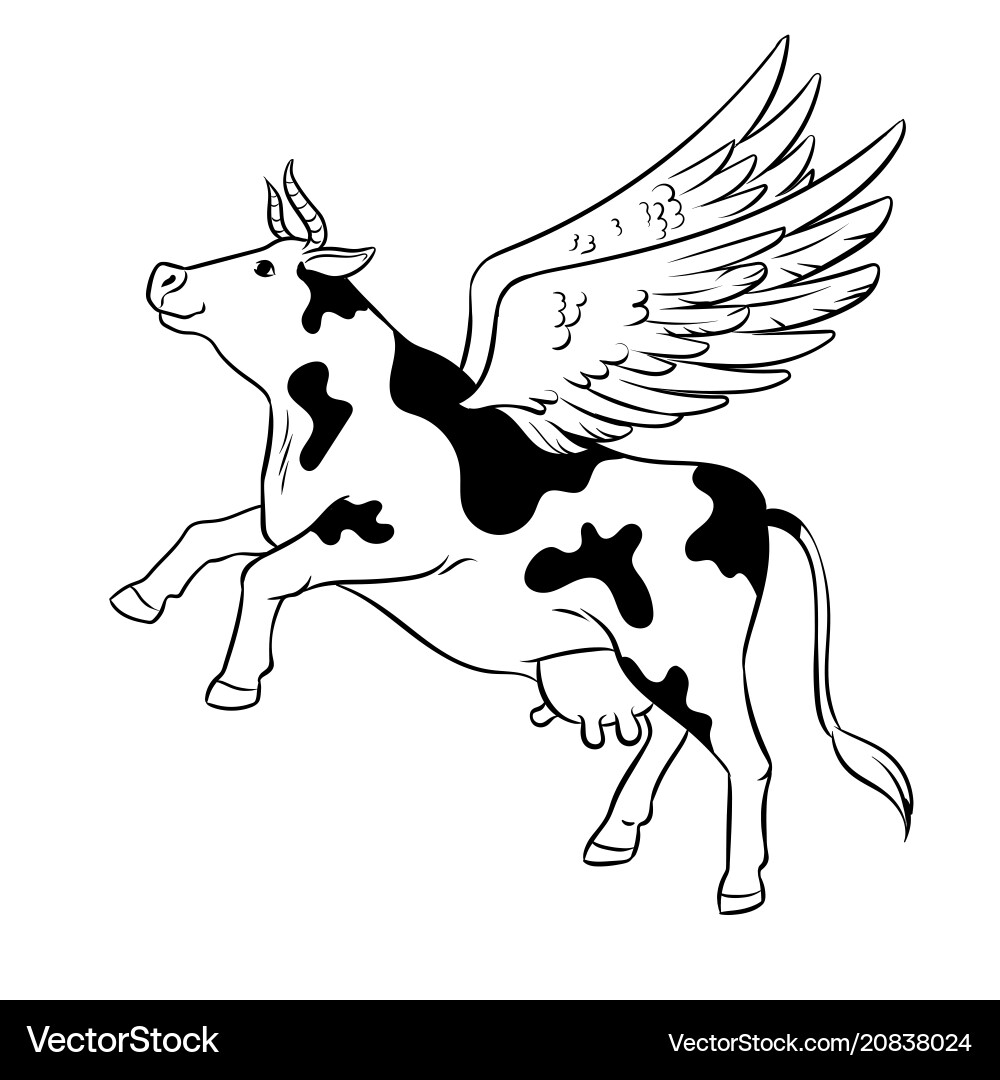 Retro Flying Cow Vector Image