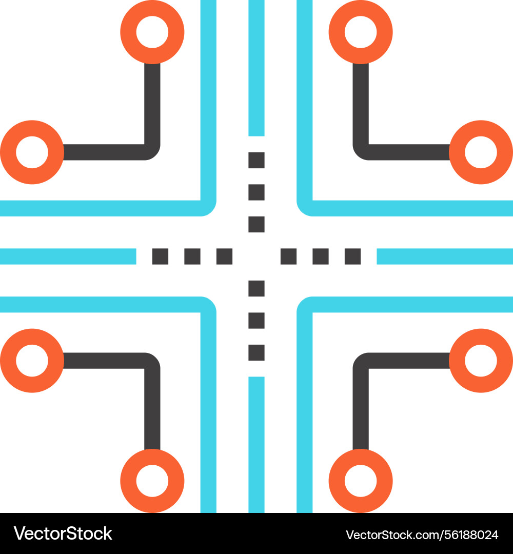 Routing flat line web icon concept Routing flat line web icon concept Vector Image