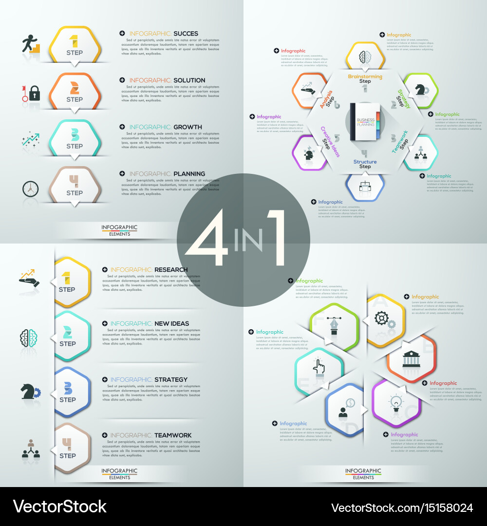 Set of 4 infographic design templates – Royalty-Free Vector | VectorStock, image size:1000x1080