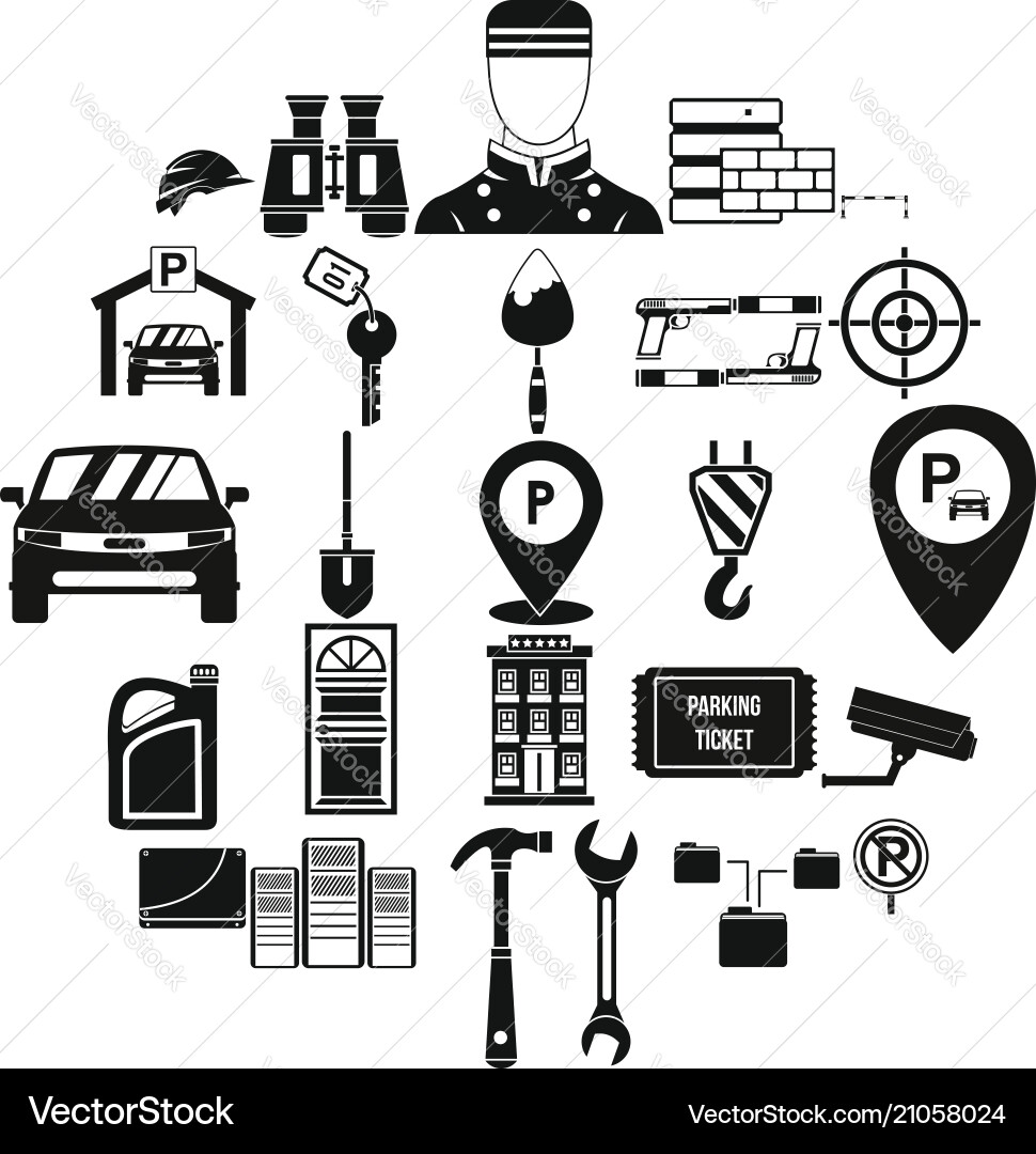 Spanner icons set simple style Spanner icons set simple style Vector Image
