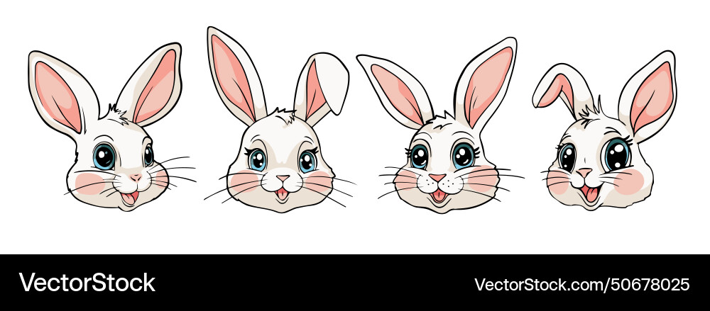 Head of a cute little bunny with big eyes and pink Head of a cute little bunny with big eyes and pink vector image