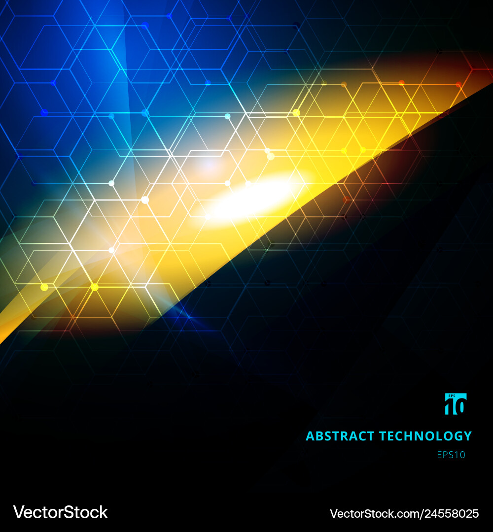 Hexagonal Light Burst - Abstract Technology vector image