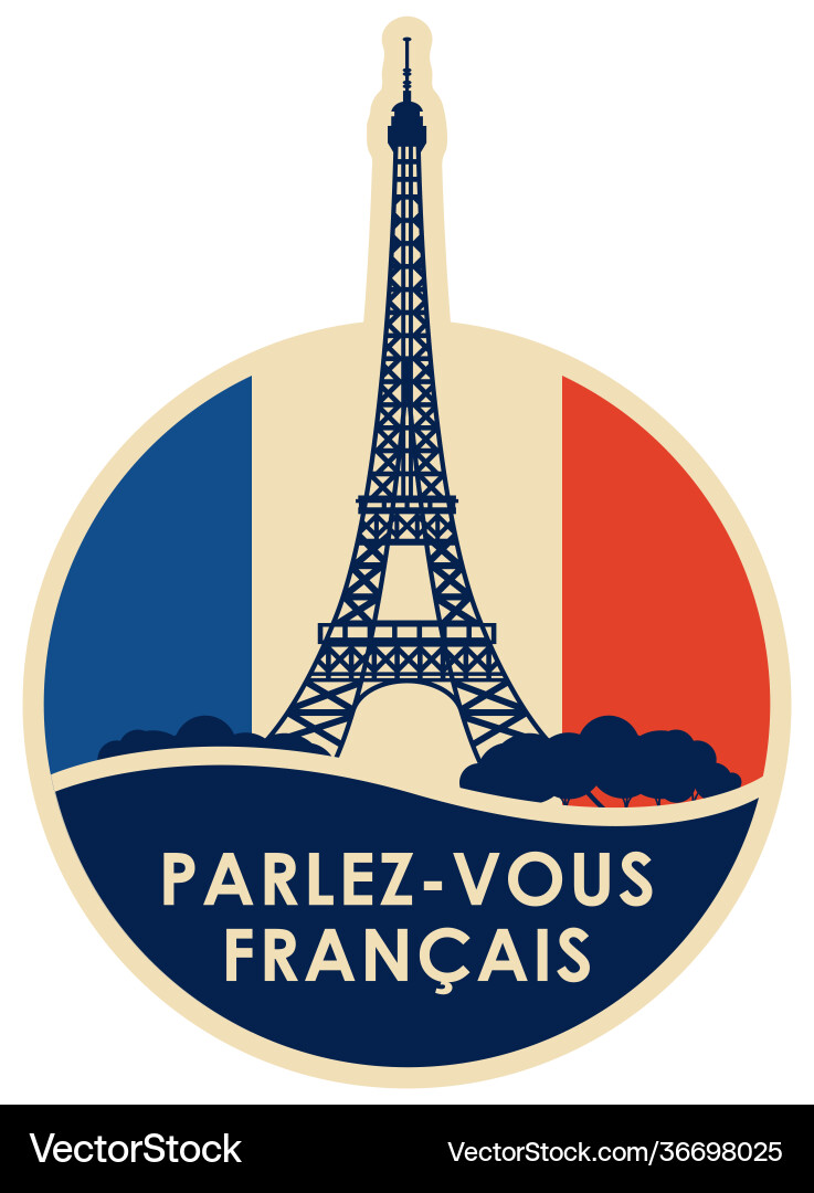 Logo or icon with eiffel tower for learn french Logo or icon with eiffel tower for learn french vector image