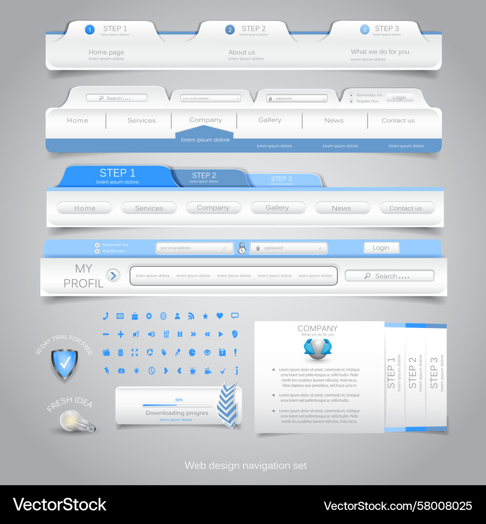 Navigation Set - UI Elements Vector Image