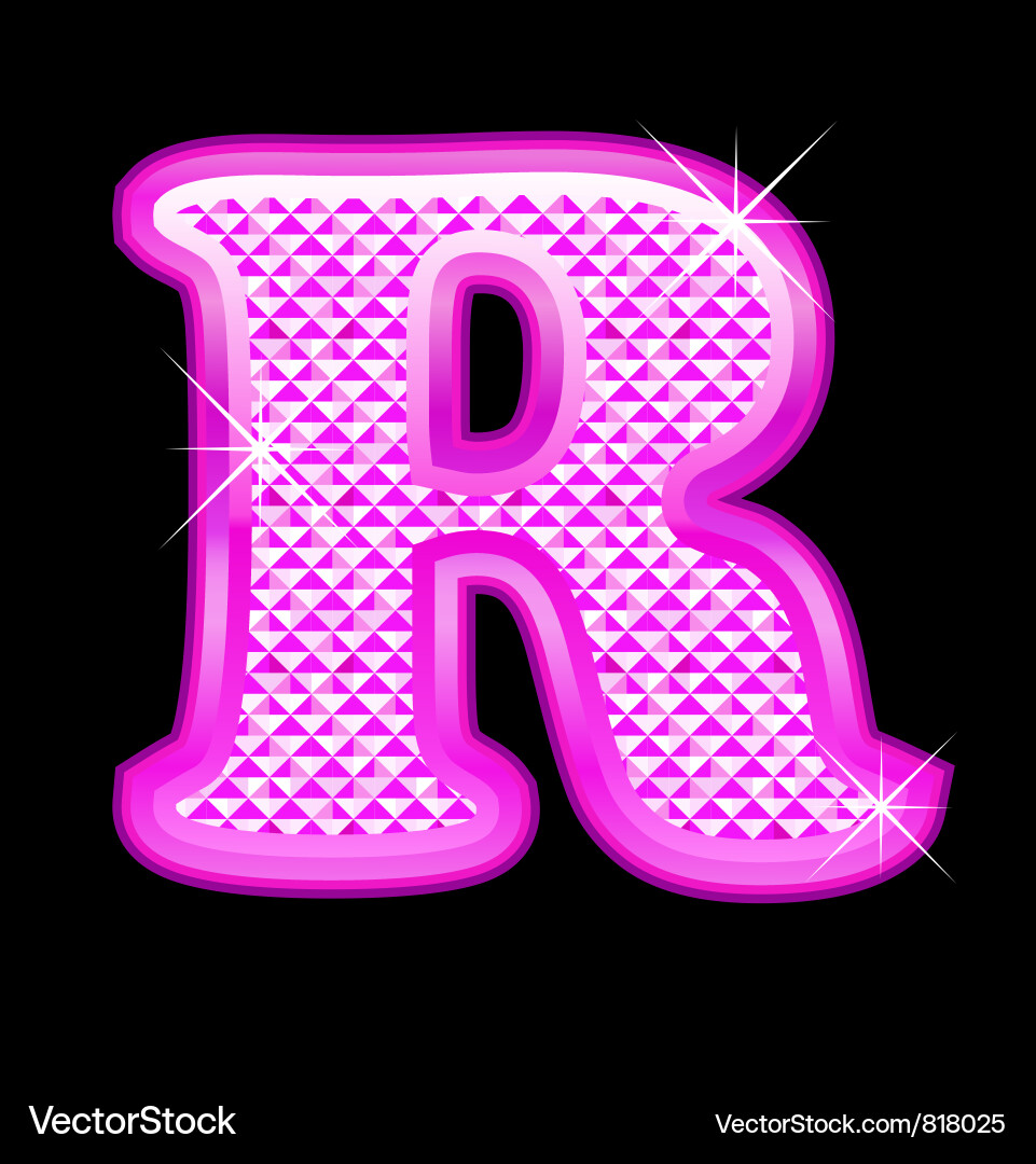 R letter pink bling girly Royalty Free Vector Image