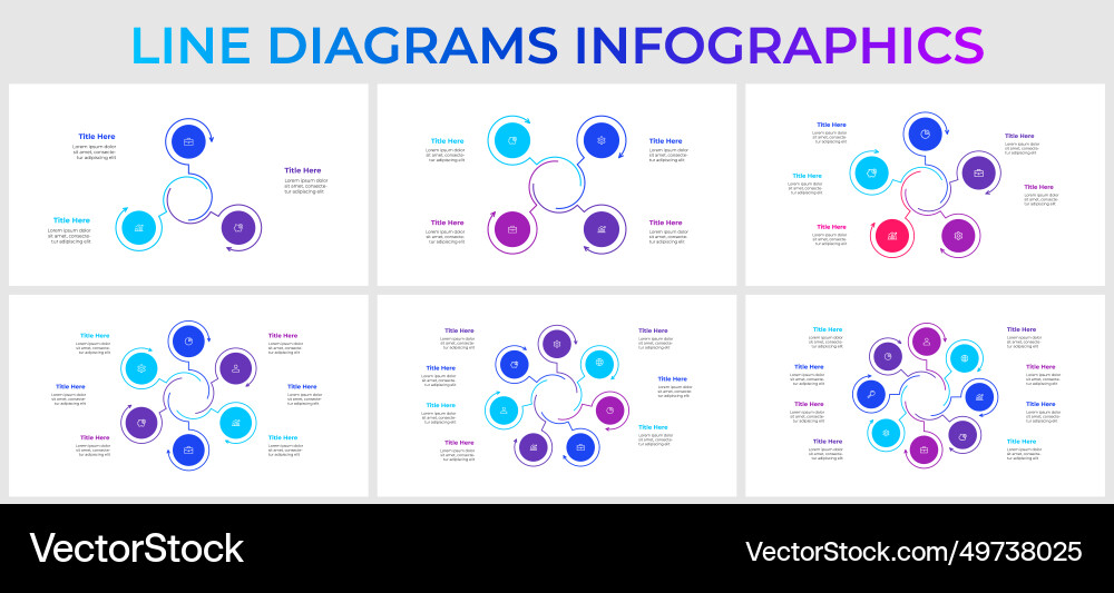 Set of linear infographic elements cycle Set of linear infographic elements cycle vector image