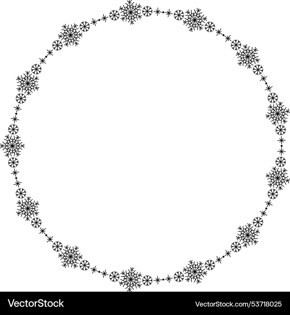 Snowflake circle frame winter round Snowflake circle frame winter round Vector Image