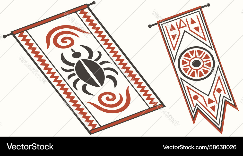 Abstract insect circular pattern pennants design Vector Image