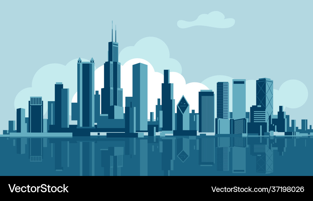 Chicago Skyline at Dusk vector image