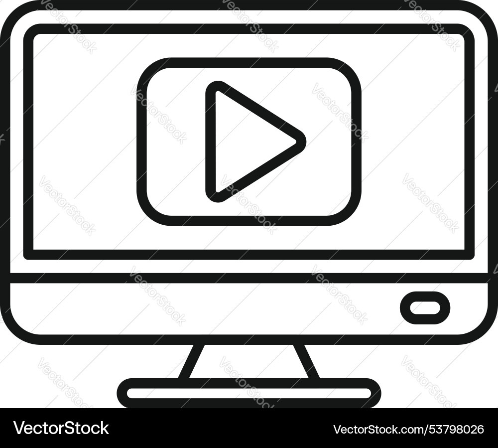 Desktop computer displaying video streaming Desktop computer displaying video streaming vector image