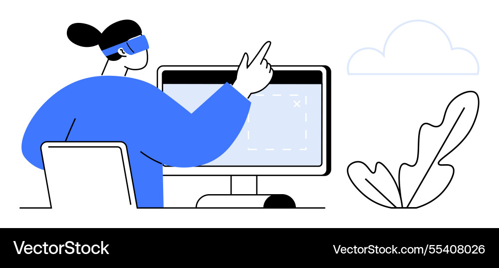 Futuristic workspace with vr interaction Futuristic workspace with vr interaction vector image