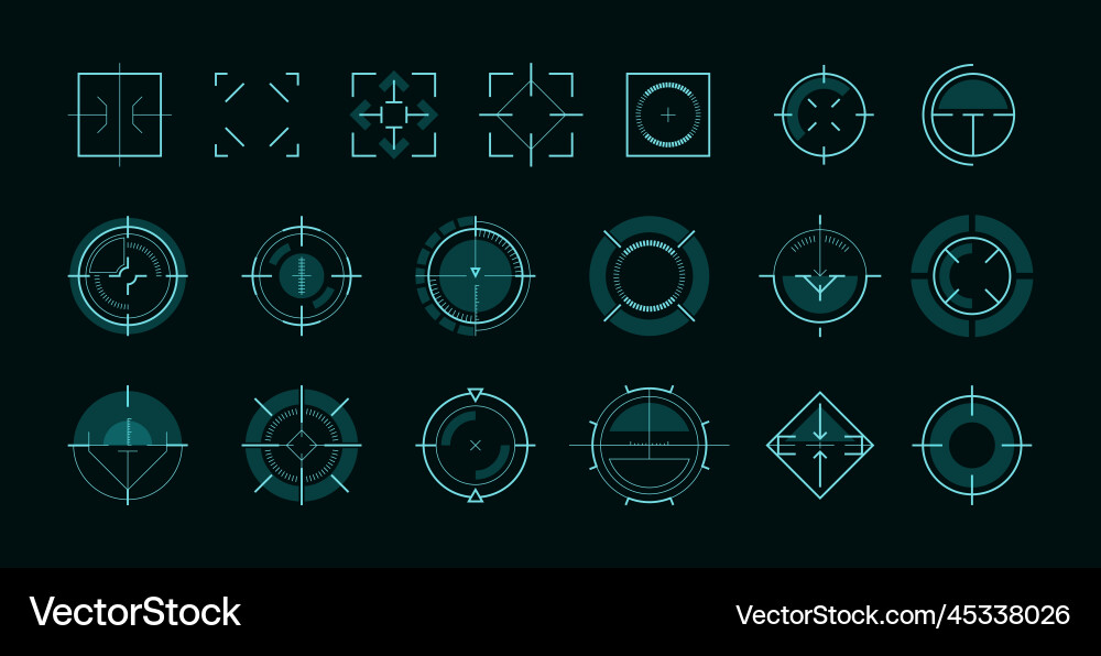 Hud aim ui futuristic circle target frame Hud aim ui futuristic circle target frame vector image