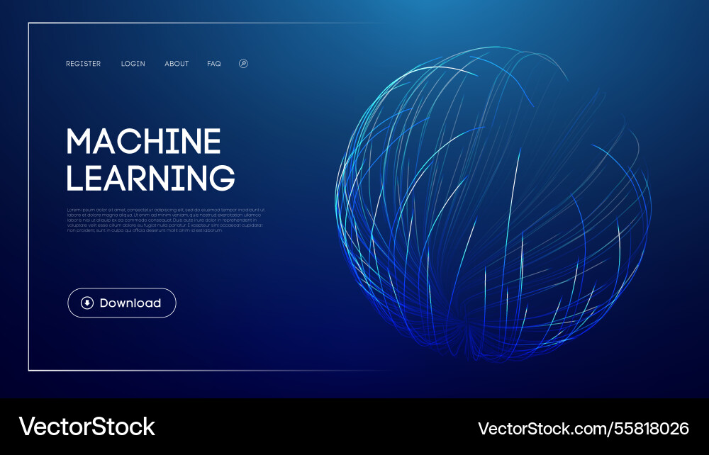 Machine learning technology with abstract glowing Machine learning technology with abstract glowing vector image