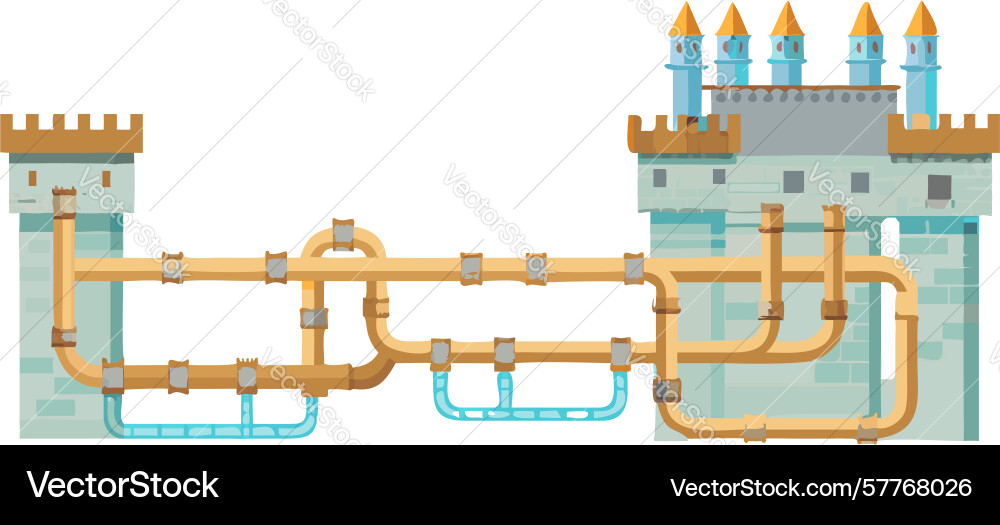 Modular castle system connected building blocks vector image