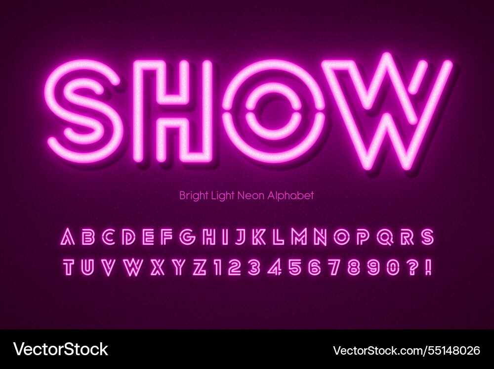 Neon light 3d alphabet retro-futuristic original Vector Image
