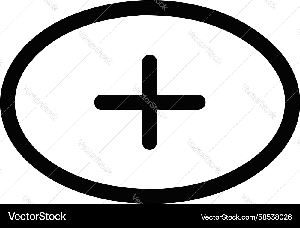 Plus Icon in Oval - Add Button Vector Image