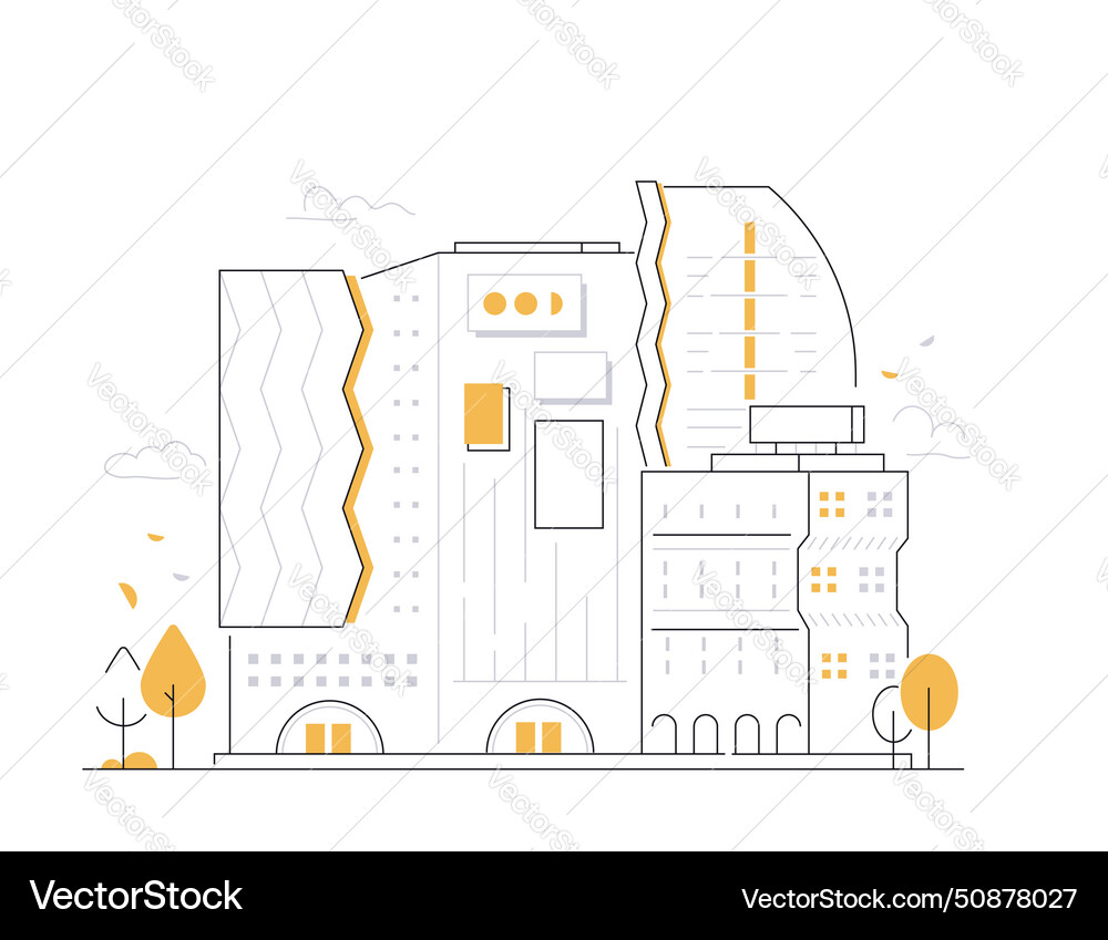 Art deco building - modern line design style Art deco building - modern line design style vector image