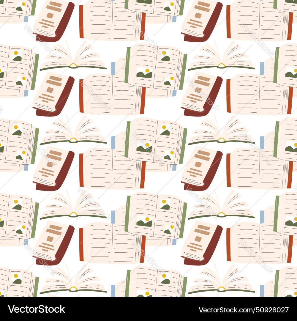 Chaos of opened books repeating background square Vector Image