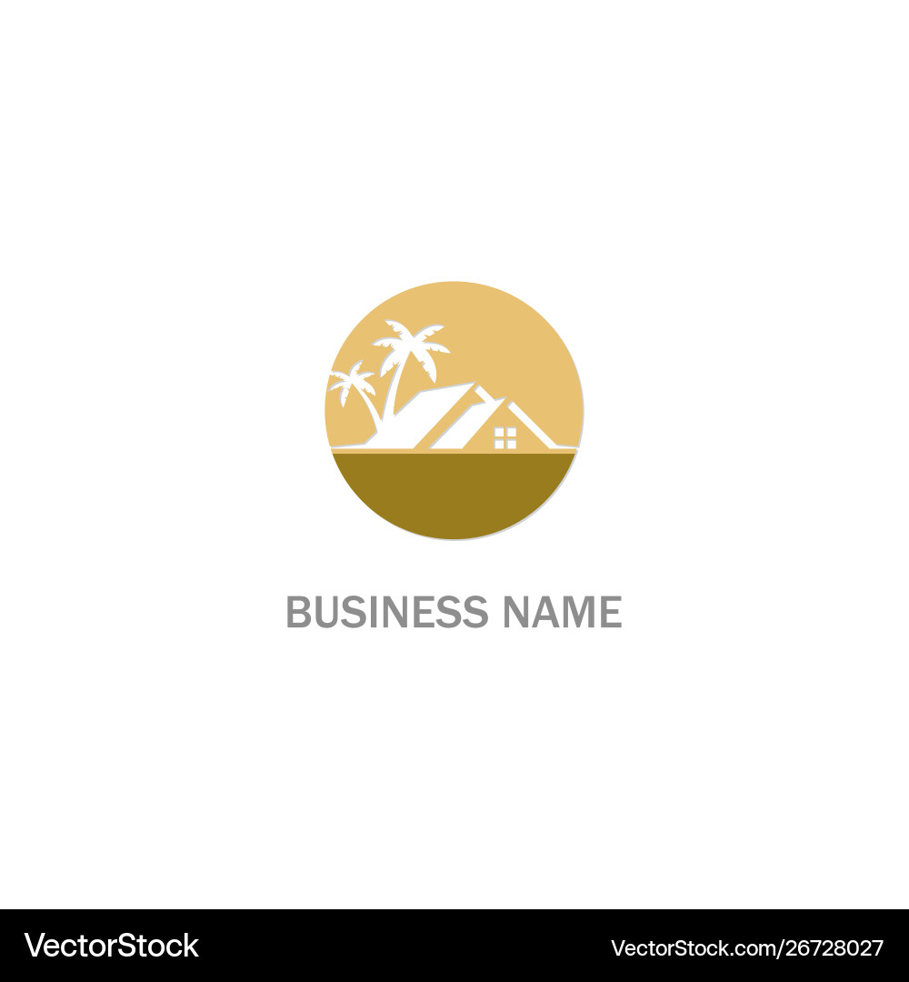 Ferienhaus Palm Baum Natur Logo Ferienhaus Palm Baum Natur Logo vektorbild