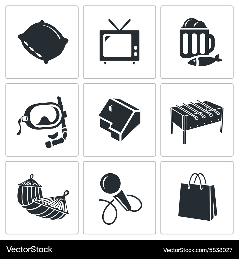 Freizeit-Icons Set Vektorbild