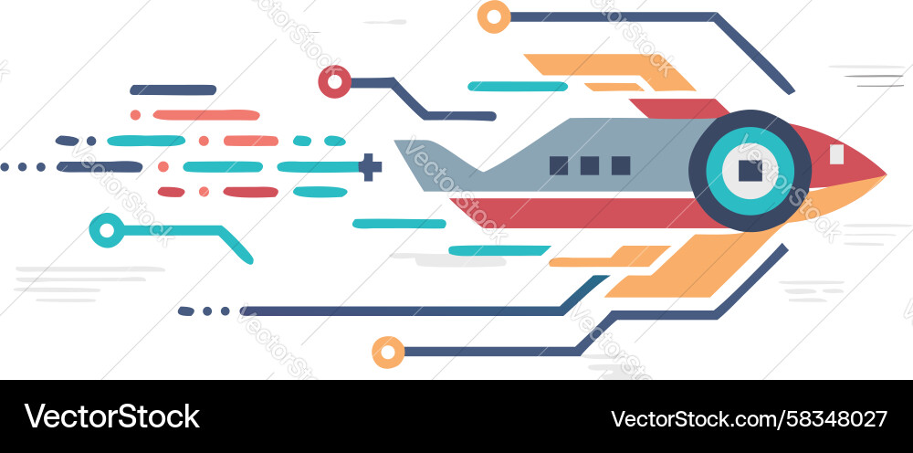 Futuristic Spaceship Data Flow Vector Image