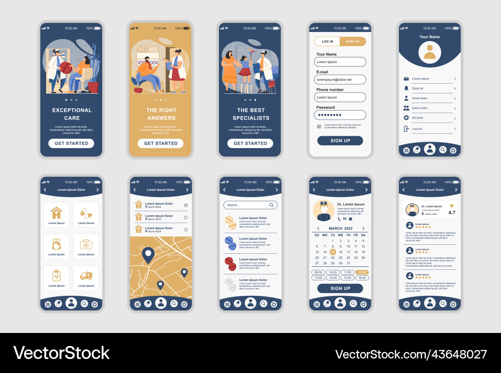 Medizinkonzept-Bildschirme für mobile App Medizinkonzept-Bildschirme für mobile App vektorbild