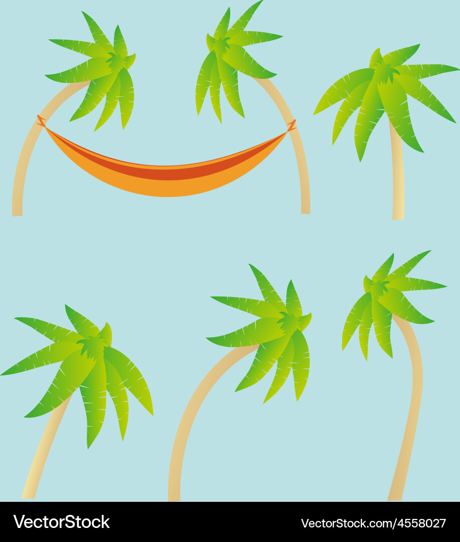 Palm trees and hammock elements vector image