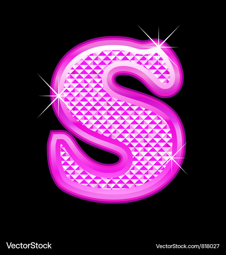 Pink Bling Sparkle S Letter Vector Image