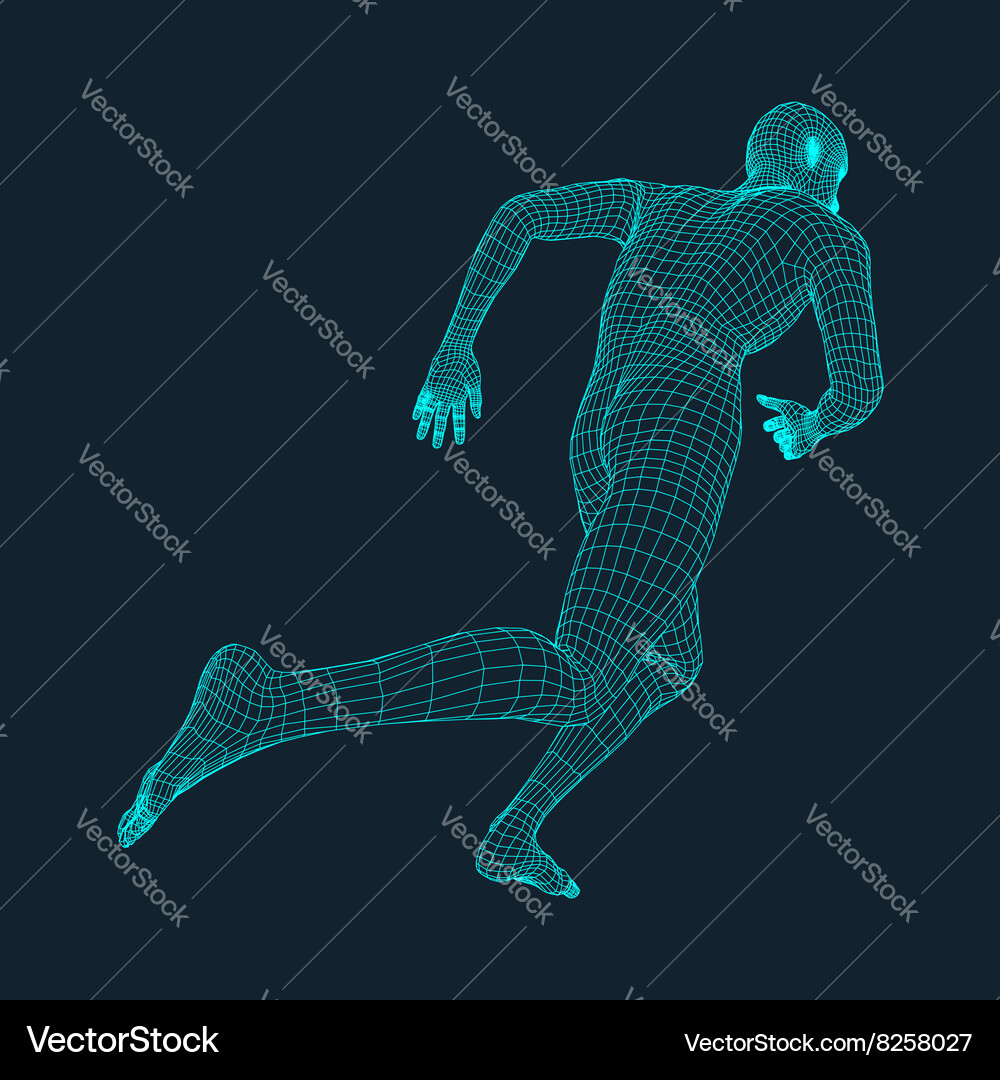 Running man polygonal design 3d model Vector Image