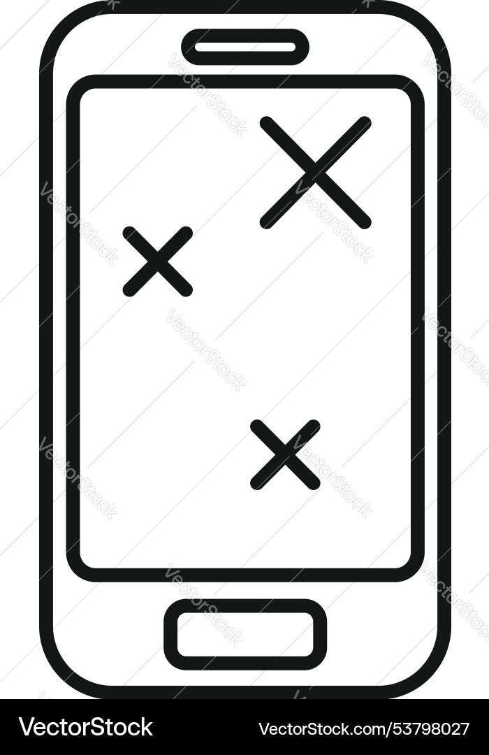 Smartphone showing three cross marks on the screen Smartphone showing three cross marks on the screen vector image