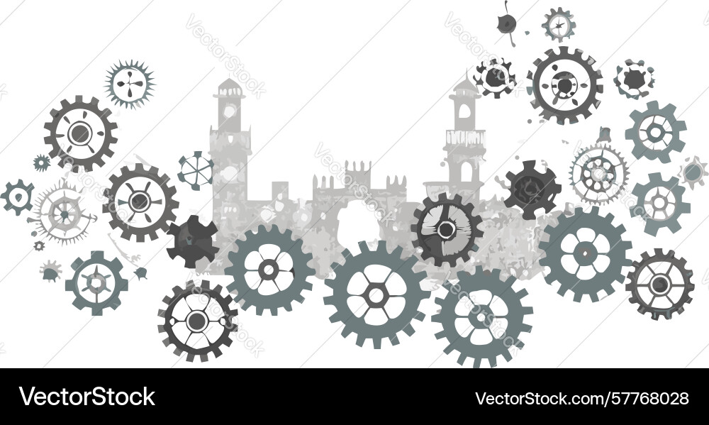 Cogwheel assembly mechanical design element art Vector Image