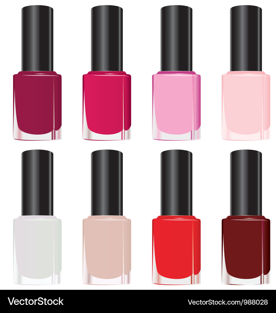 Colorful Nail Polish Collection Vector Image